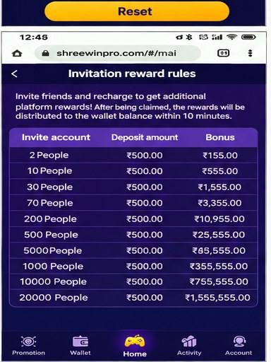 Shree.Win Invite Bonus and Reward Rules