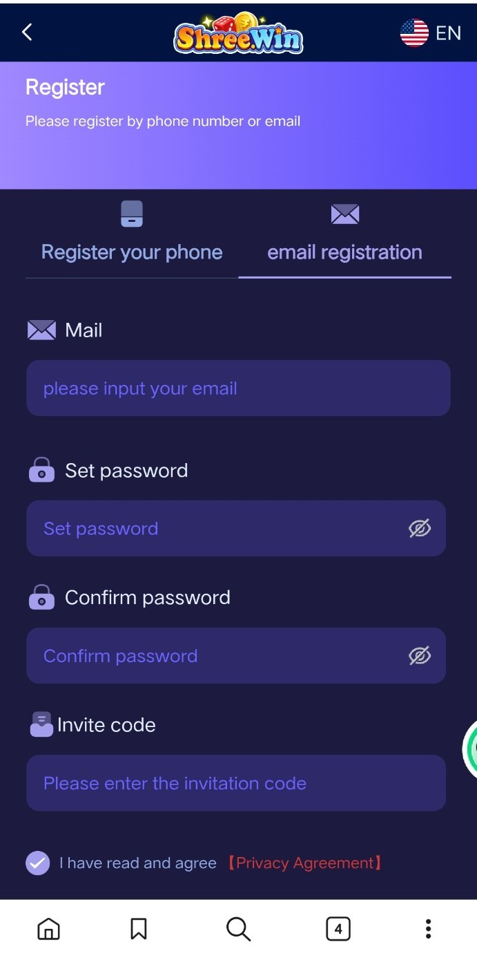 How to Register on Shree.Win with Email
