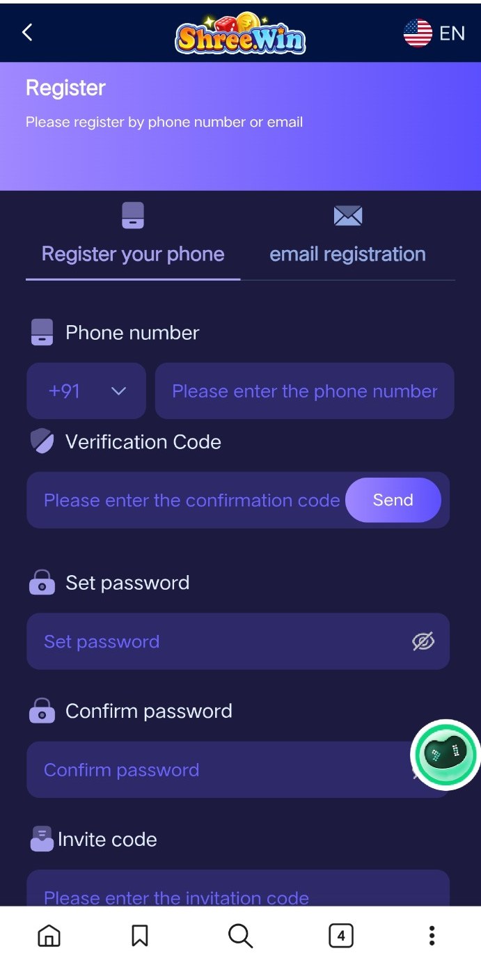 How to Register on Shree.Win with a Phone Number